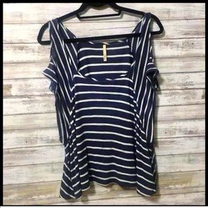 Striped Cold-Shoulder Top
